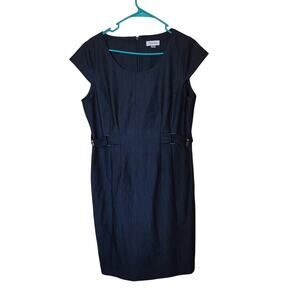 Calvin Klein Blue Professional Business Career Dress Metal Detailing Size 12 Cap